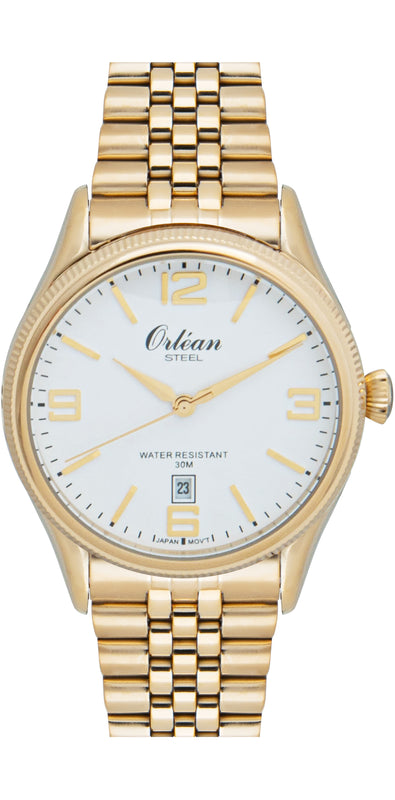 39mm Classic Steel, Date Gold | White Dial
