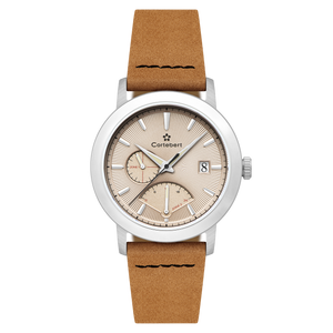 Cortebert Rodez Retrograde Dual Time Tan / Genuine Leather | Tan Dial