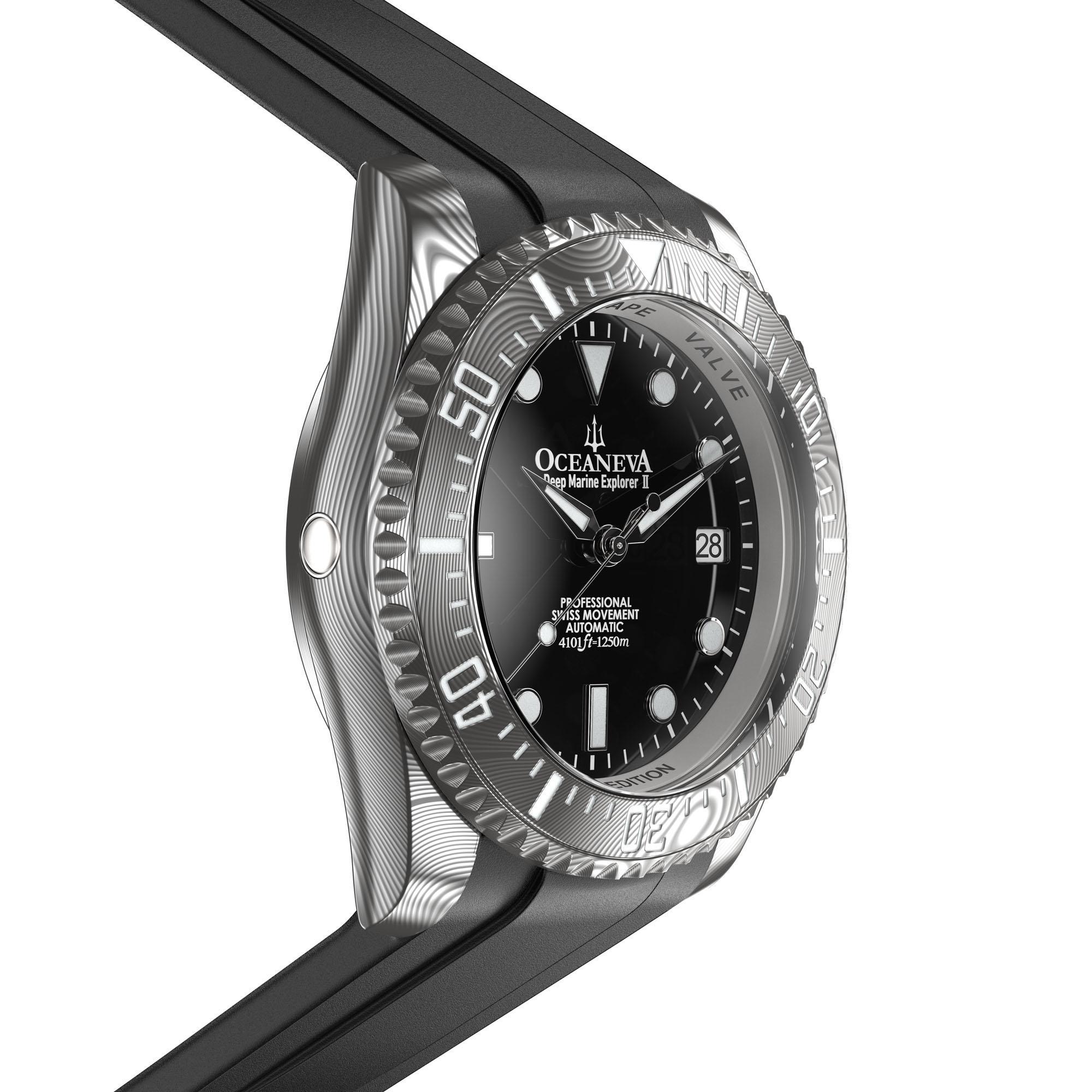 Deep Marine Explorer II Damascus – Black Dial