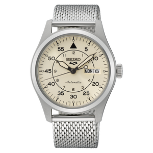 5 Sports Field Cream Dial / Steel Mesh Bracelet Cream White Dial