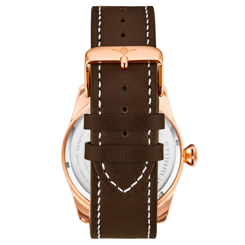 Aviator 4002.5 Rose Gold case/Leather strap/ Brass Dial | Black Dial