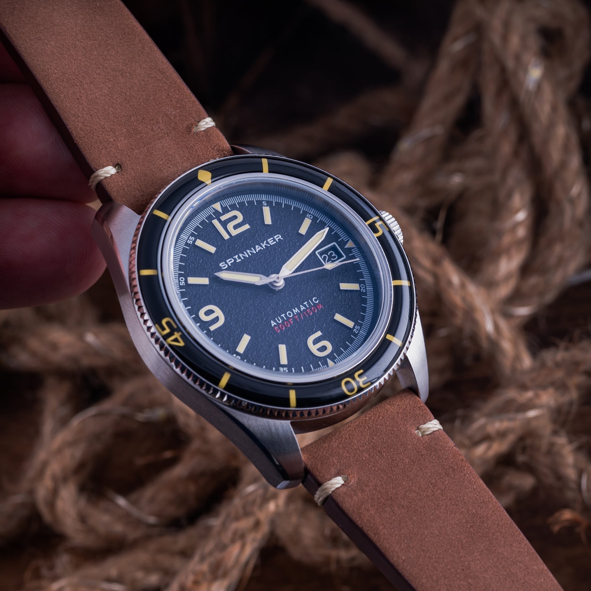 Fleuss Black / Brown / Leather | Black Dial