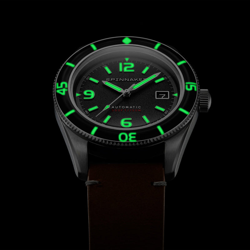 Fleuss Black / Brown / Leather | Black Dial