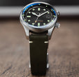 Bradner Black / Green / Leather | Black Dial