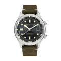 Bradner Black / Green / Leather | Black Dial