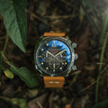 Hull Chronograph Black & Brown / Leather Black Dial