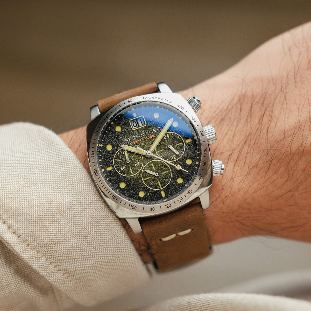 Spinnaker Hull Chronograph TMI - VK73 Movement Green Dial SP-5068
