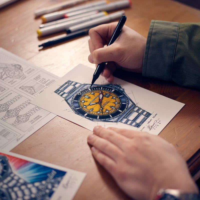 Dumas Blue Dial / Red / Stainless Steel | Blue Dial