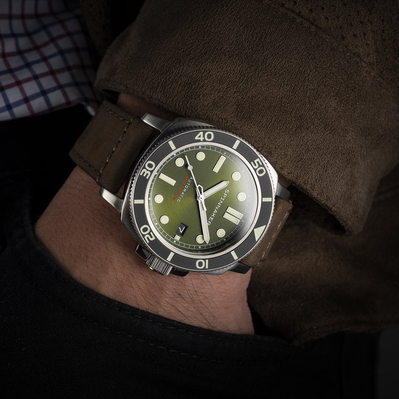 Hull Diver Green / Leather | Green Dial