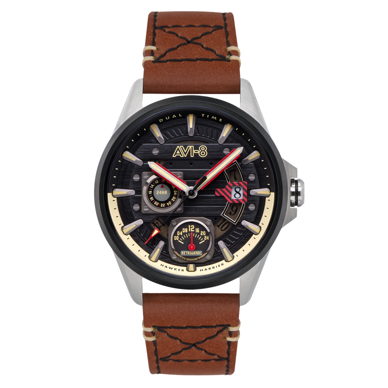 Hawker Harrier Farley Multifunction Black & Brown / Leather | Black Dial