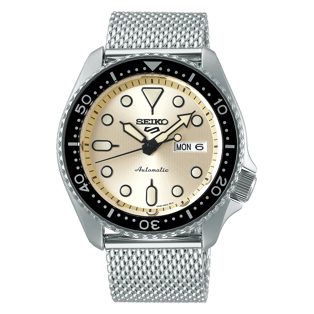 5 Sports SKX Series Black Dial / Stainless Steel Mesh Bracelet Black Dial