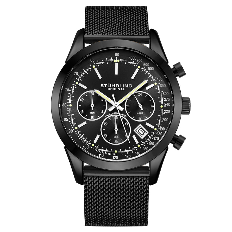 Rialto 3975 Quartz 44 MM Chronograph | Black Dial