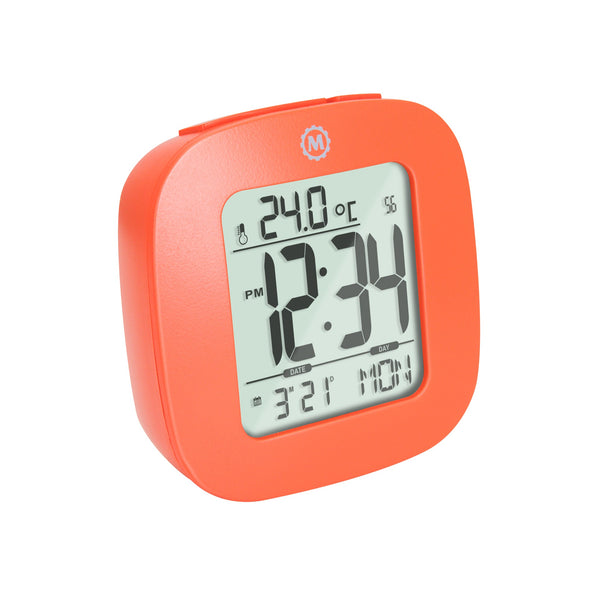 Compact Alarm Clock with Temperature and Date Clock, LCD, Alarm, Mini, Orange (25/50)