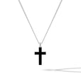 Stone Cross Pendant Black Onyx
