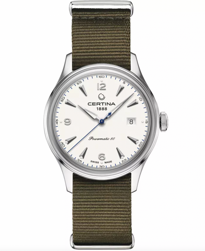 DS Heritage Powermatic White / Green Strap | White Dial