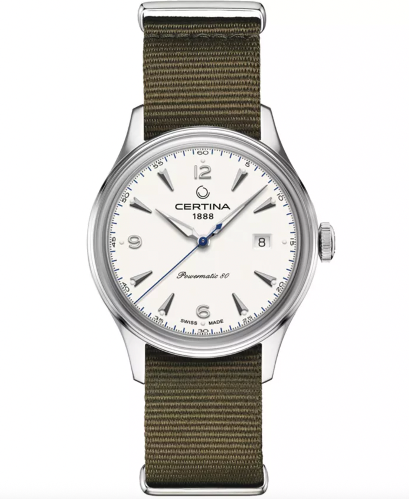 DS Heritage Powermatic White / Green Strap | White Dial
