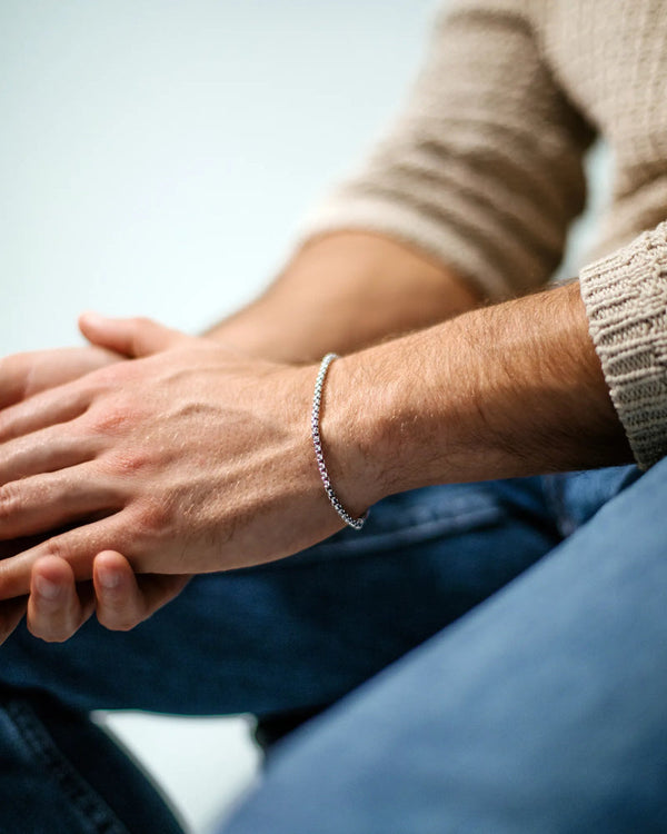 Box Chain Bracelet, 3MM Sterling Silver