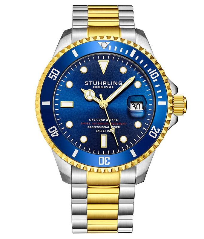 Aquadiver Blue Dial/ Silver Gold Stainless Steel Swiss Auto | Blue Dial