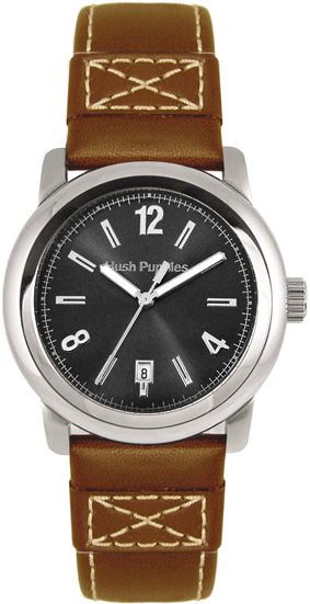 Hush Puppies Black, brown Calfskin Leather | Black Dial