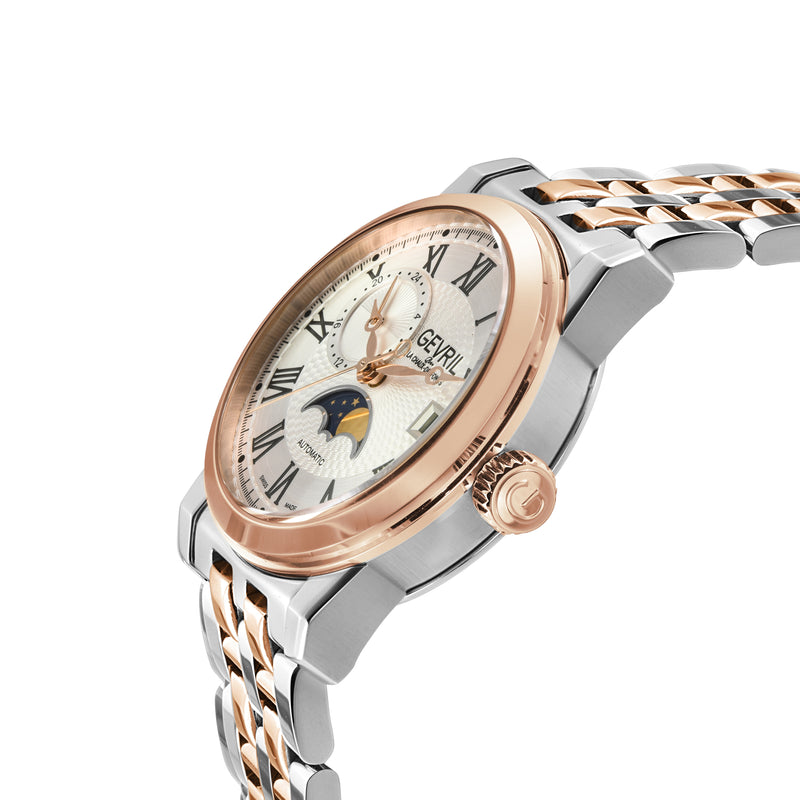 Madison Swiss Made Automatic Moon Phase, IP Rose Gold Case, White Dial. | White Dial