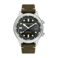 Bradner Black / Green / Leather | Black Dial