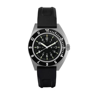 NAV, QUARTZ, SAPH, STE, COL: SS/BKPS 3PC RUBBER Black Sterile/3pc Rubber | Black Dial