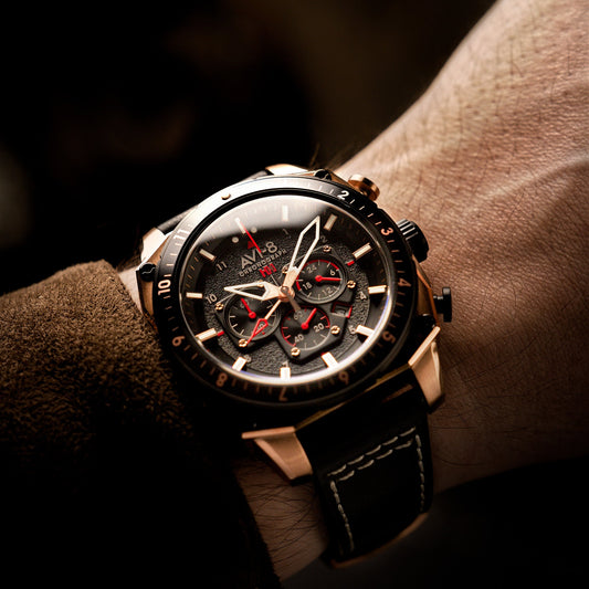 ATLAS DUAL TIME CHRONOGRAPH BLACK / LEATHER Black Dial