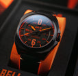 Bell X-1 Machbuster Automatic Black / Black Hybrid leather and rubber strap | Black Dial