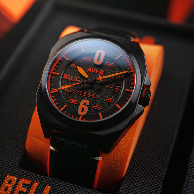 Bell X-1 Machbuster Automatic Black / Black Hybrid leather and rubber strap | Black Dial