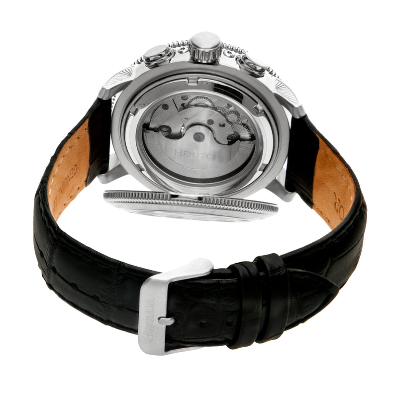 Aura Semi-Skeleton Genuine Leather-Band Watch