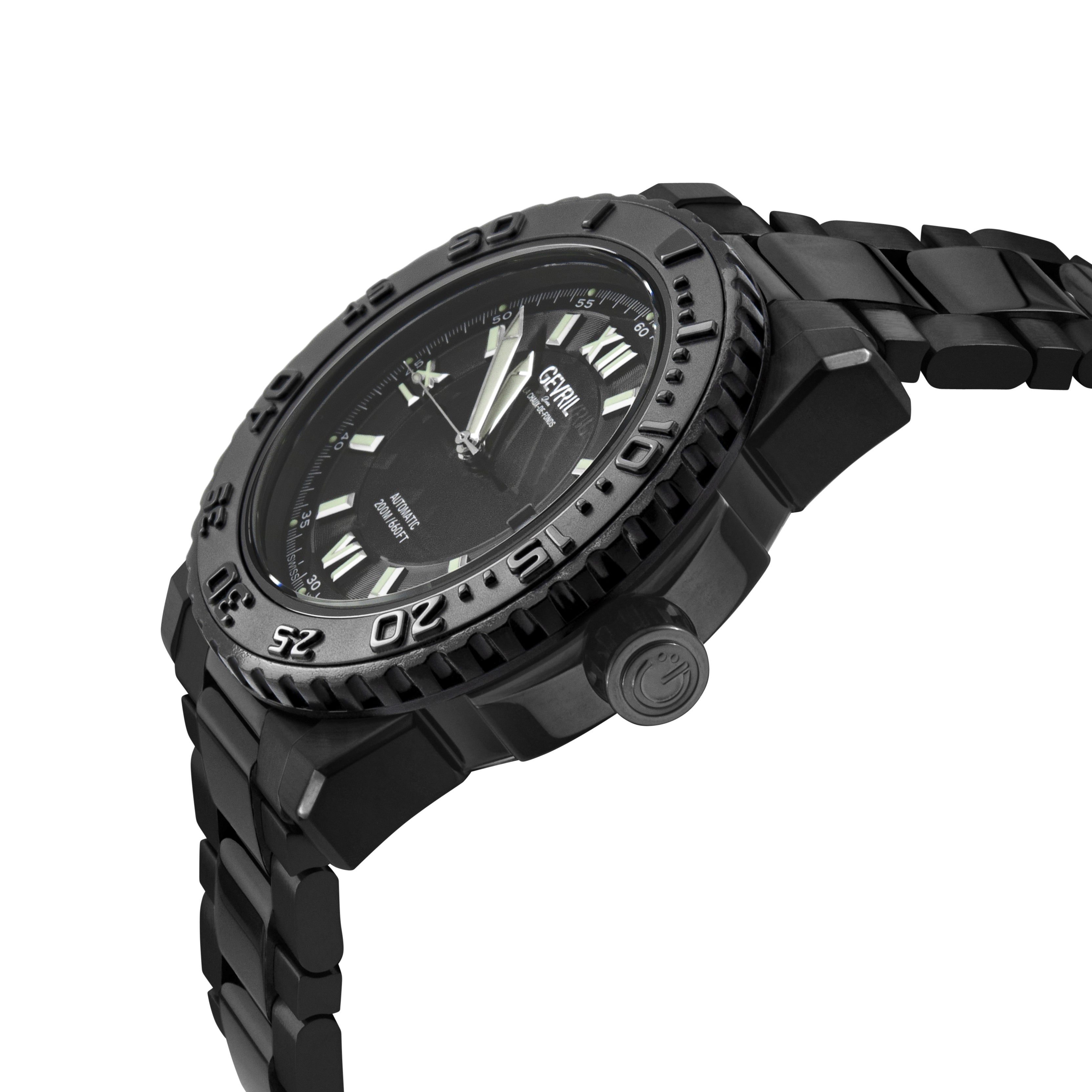 Seacloud Gevril Black PVD Black Dial Luminous Hands Swiss Made