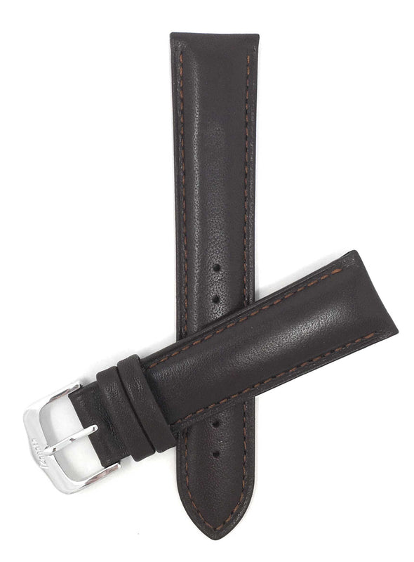 453 | 20mm Brown Leather Watch Band - Classic, Padded 20mm / Brown / Silver Buckle |  Dial