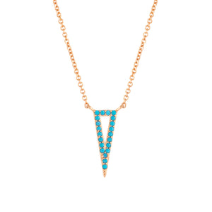 Elegant Confetti Women's 18K Rose Gold Plated Simulated Turquoise Triangle Pendant Necklace 18k Rose Gold