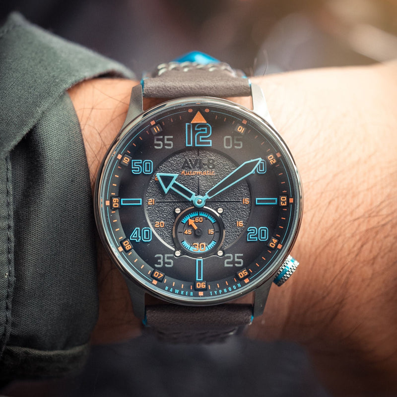 Hawker Typhoon Baldwin Automatic Grey / Gray Leather | Grey Dial