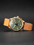 Spitfire Lock Chronograph Watch Green / Leather | Green Dial