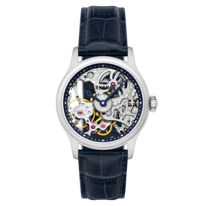 Bauer Mechanical Skeleton Silver / Genuine Leather | Silver Dial