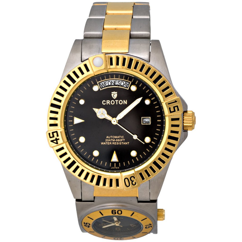 Arco Dual Dial & Time Zone Automatic Day/Date Mens black/two tone | Black Dial