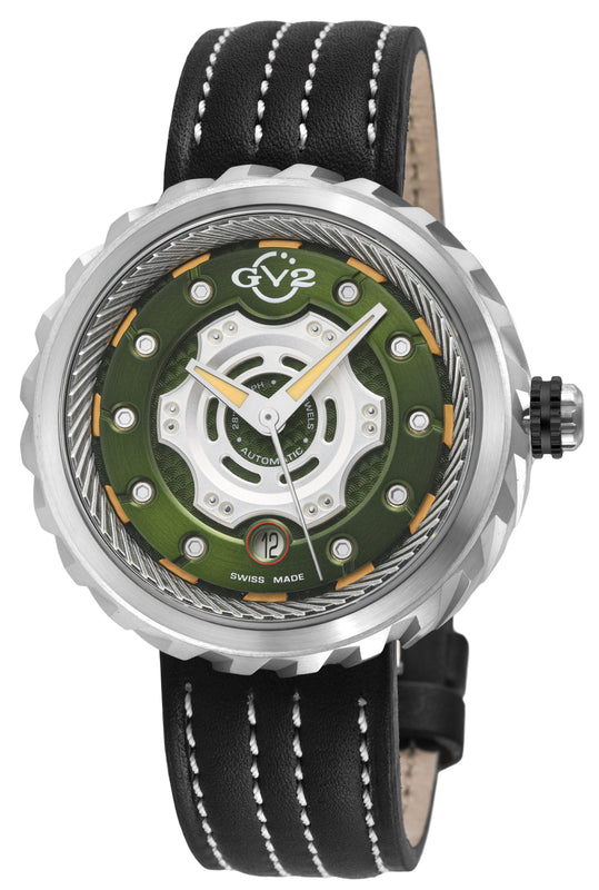 Motorcycle - Sport GV2 Swiss Made Automatic, Green Dial with multi-layers represents a motorcycle disc braking system | Green Dial