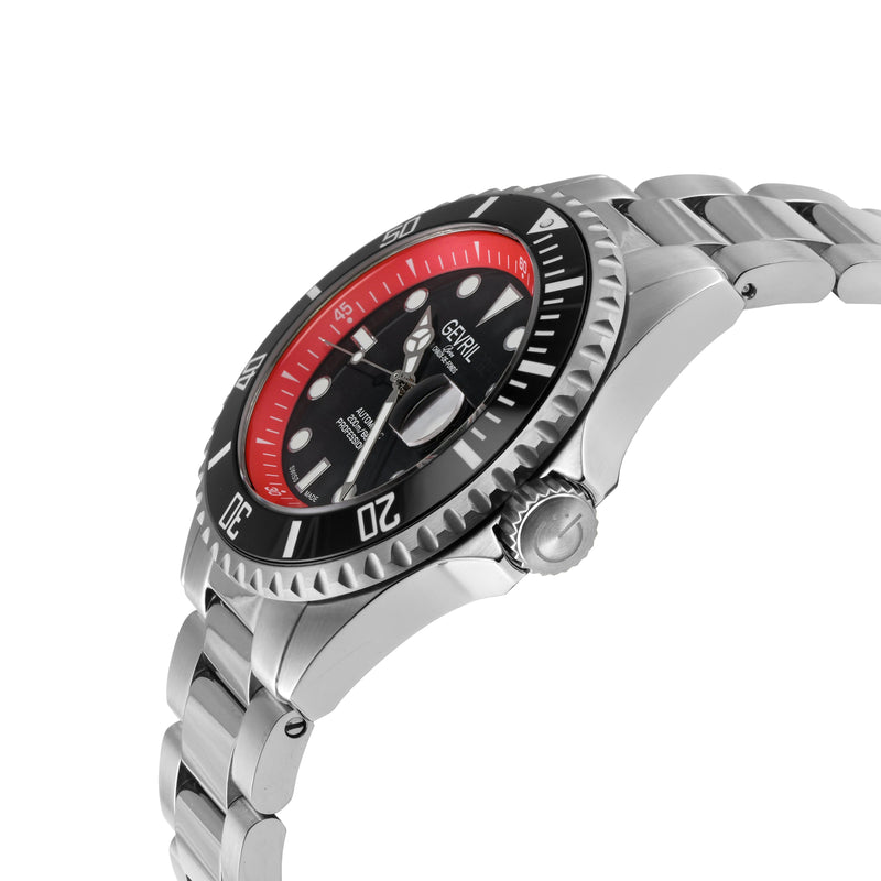 Wall Street Gevril Swiss Made SW200-1 Steel Rotating Black Ceramic Bezel , 316L case, Black Dial | Black Dial