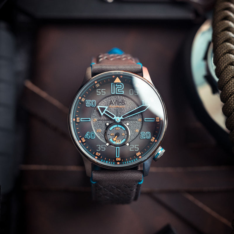 Hawker Typhoon Baldwin Automatic Grey / Gray Leather | Grey Dial