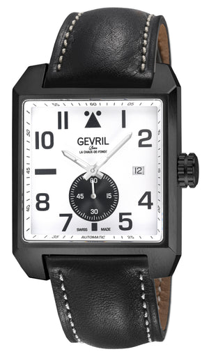 Herald Square-Sub Dial White Dial / Black Leather Strap White Dial