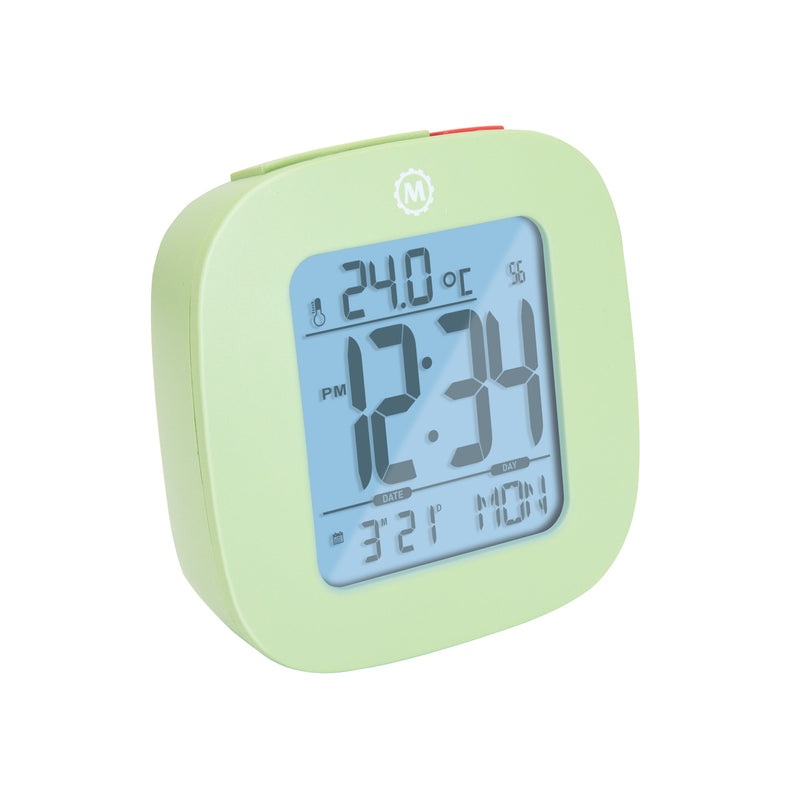 Compact Alarm Clock with Temperature and Date Clock, LCD, Alarm, Mini, Green (25/50)