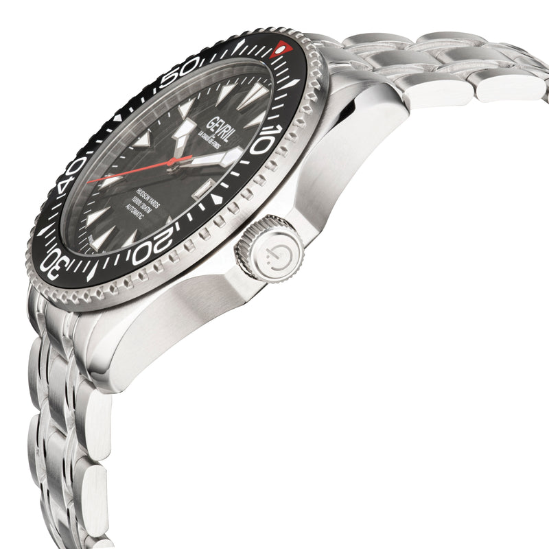 Hudson Yards Swiss Made Automatic SW200  Diver watch black Ceramic bezel inner rotating ring Black PVD | Black Dial