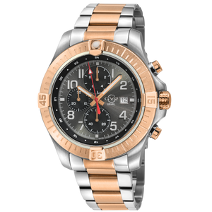 T38 Chronograph Grey Enamel Dial Two-Tone SS/IPRG Brushed Bracelet IPRG Bezel Ring 45mm Gray Dial