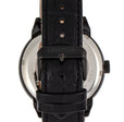 Automatic Sanford Semi-Skeleton Leather-Band Watch Black | Black Dial