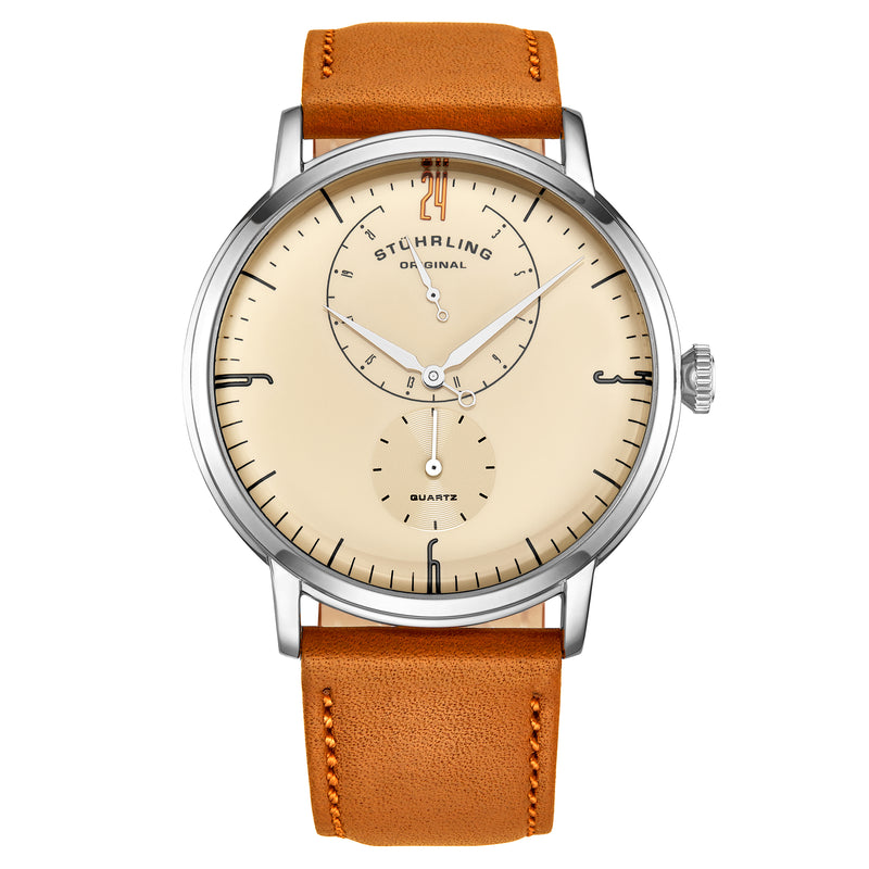 Symphony orange/Leather/Off White Dial/Silver Case | Ivory Dial