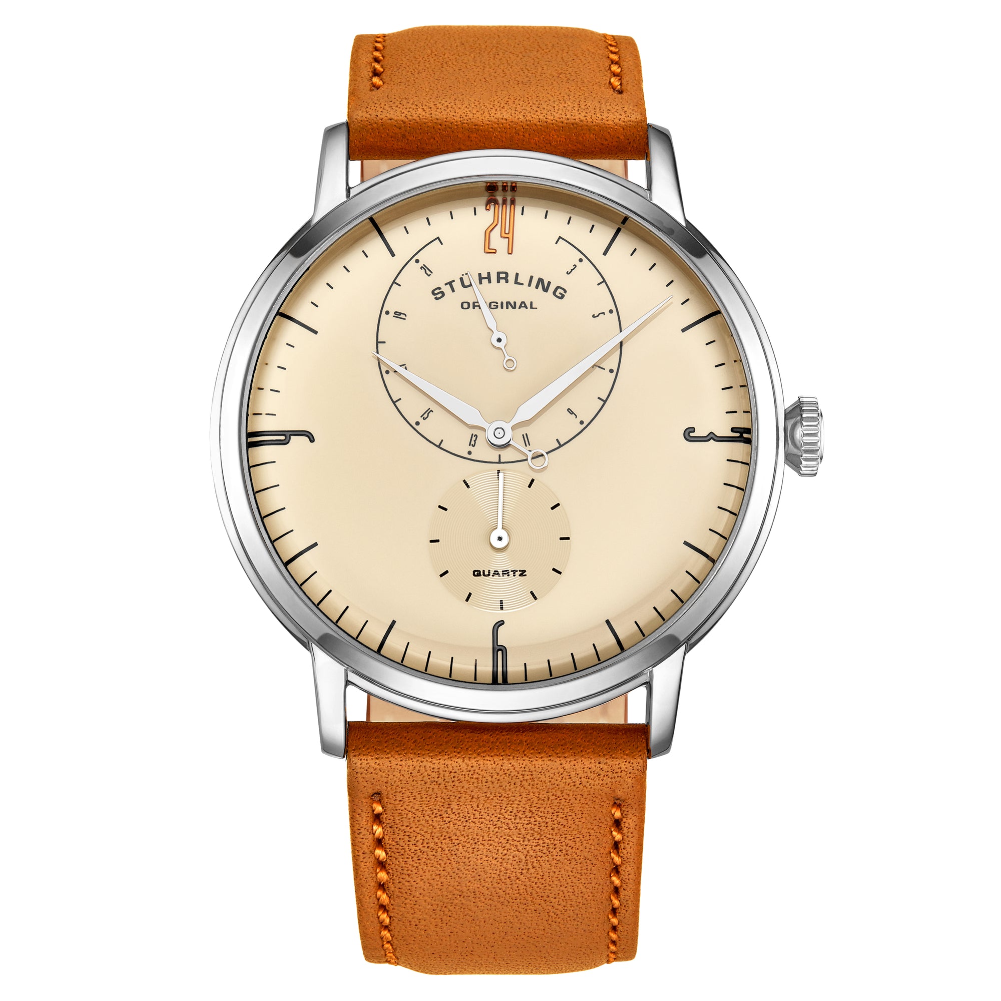Symphony orange/Leather/Off White Dial/Silver Case | Ivory Dial
