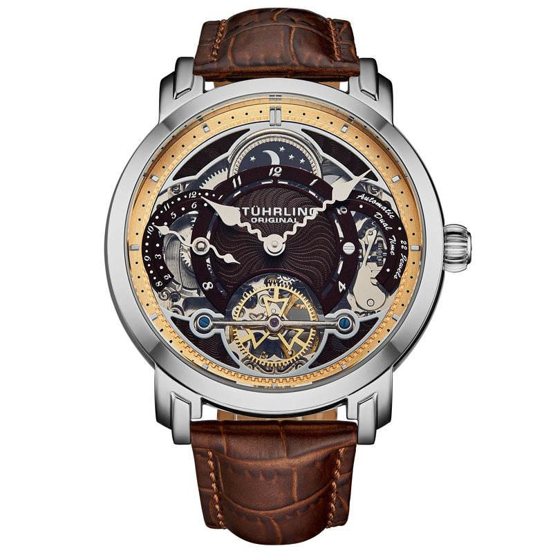 Legacy Dual Time Skeleton Watch Brown/Leather | Brown Dial