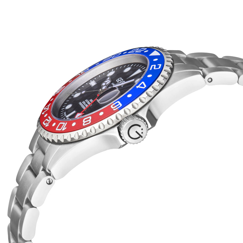 Wall Street GMT Swiss Made SW330 GMT Swiss Automatic Diver's watch blue/red | Black Dial