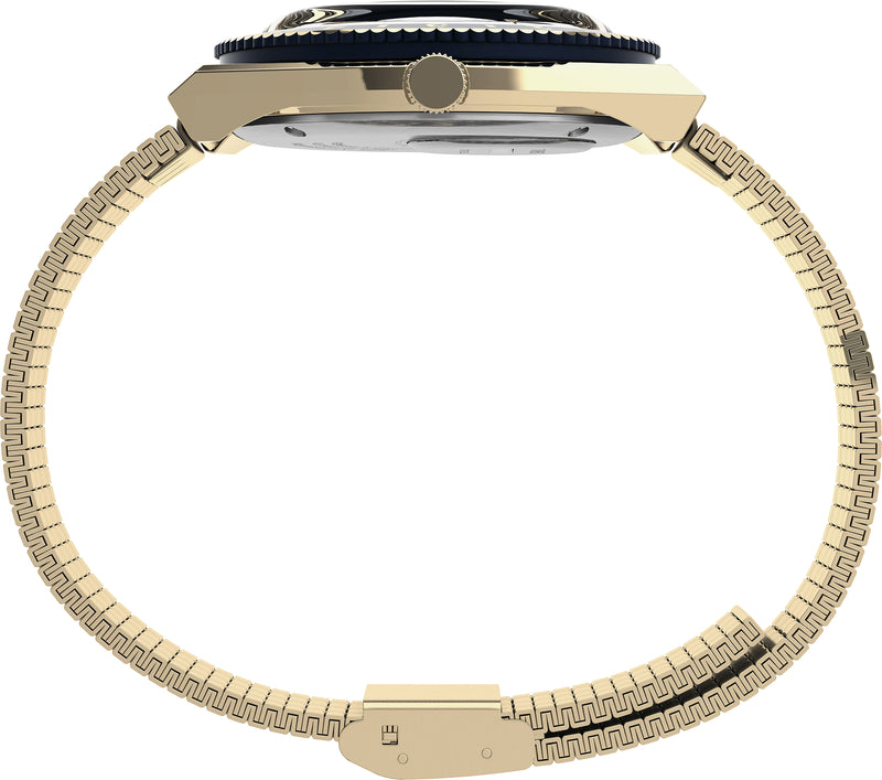 Q TIMEX Gold-Tone / Stainless Steel | Blue Dial